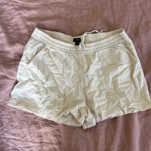 J crew cream linen shorts